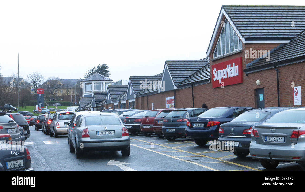 Image of a carpark at a SuperValu shopping centre in Ballinteer in South Dublin. Stock Photo