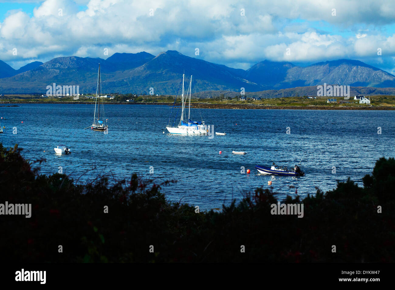 Boat on an inlet on the Irish coast Stock Photo - Alamy