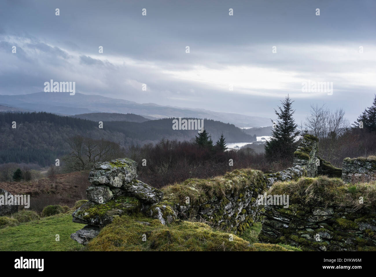 Haunting remains of Arichonan Township, a Cleared village in the Highlands of Scotland. Stock Photo