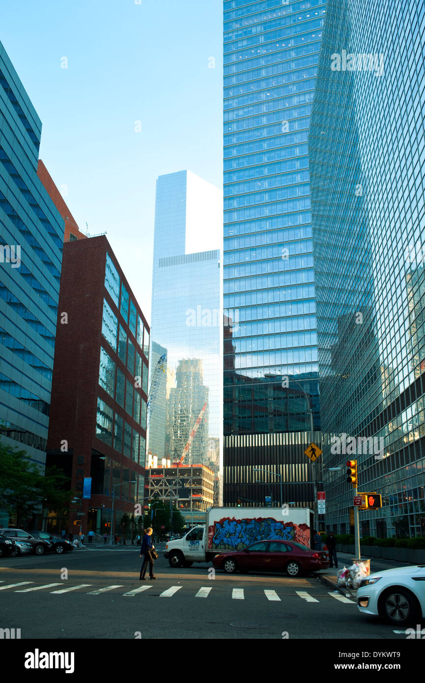 Tall glass buildings in Lower Manhattan New York City Stock Photo