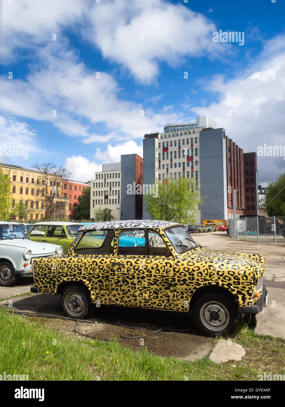Trabant Trabi retro vehicles parking in Berlin, Germany Stock Photo
