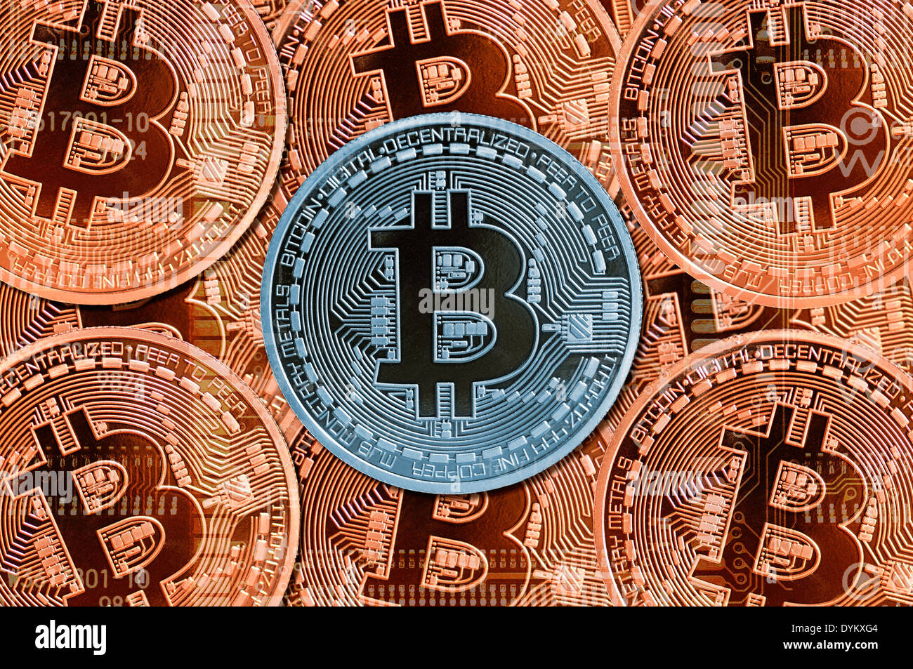 Bitcoin-Münzen, digitale Internet-Währung Stock Photo