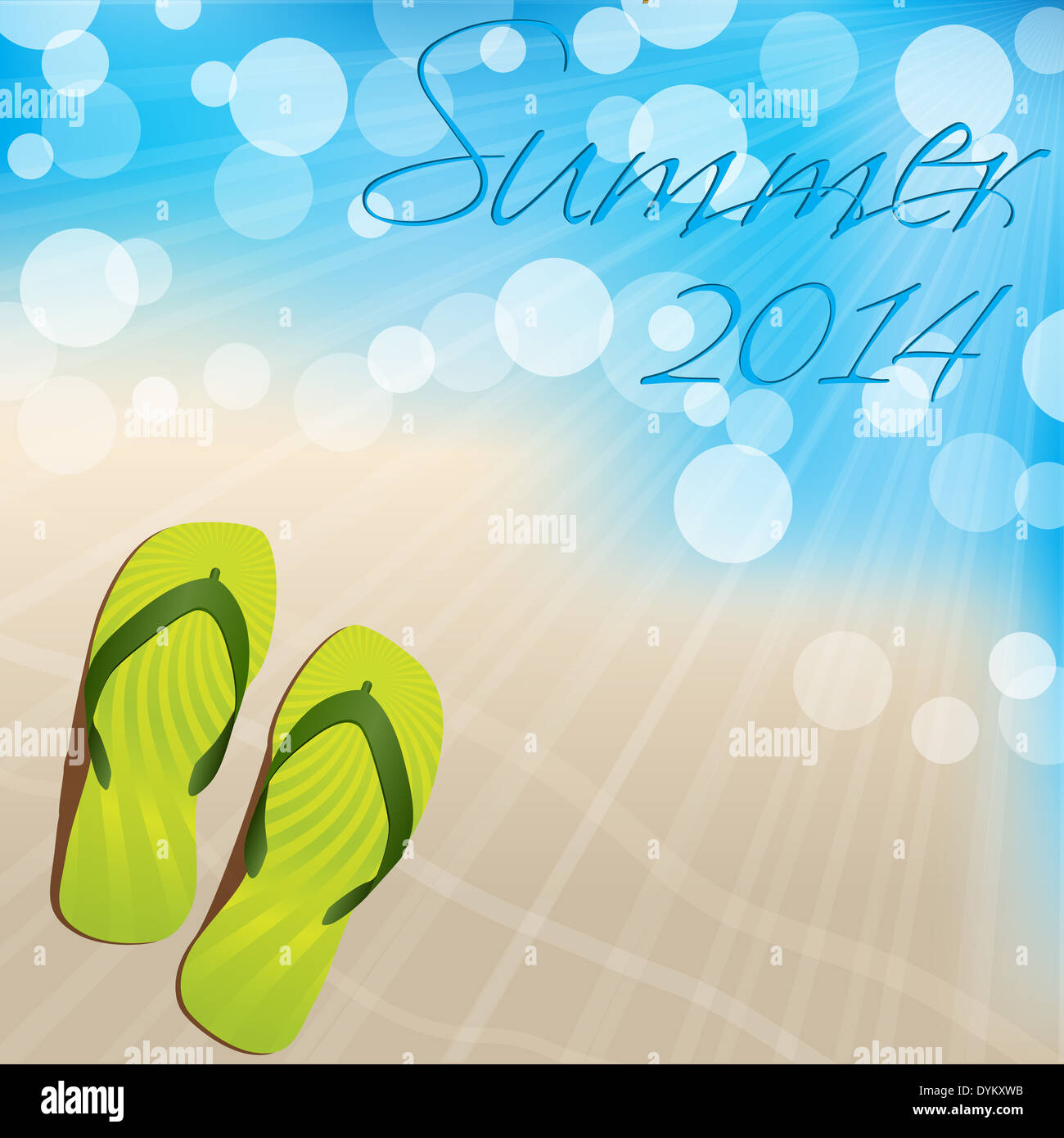 Summer background design with flip flops on sandy shore Stock Photo - Alamy