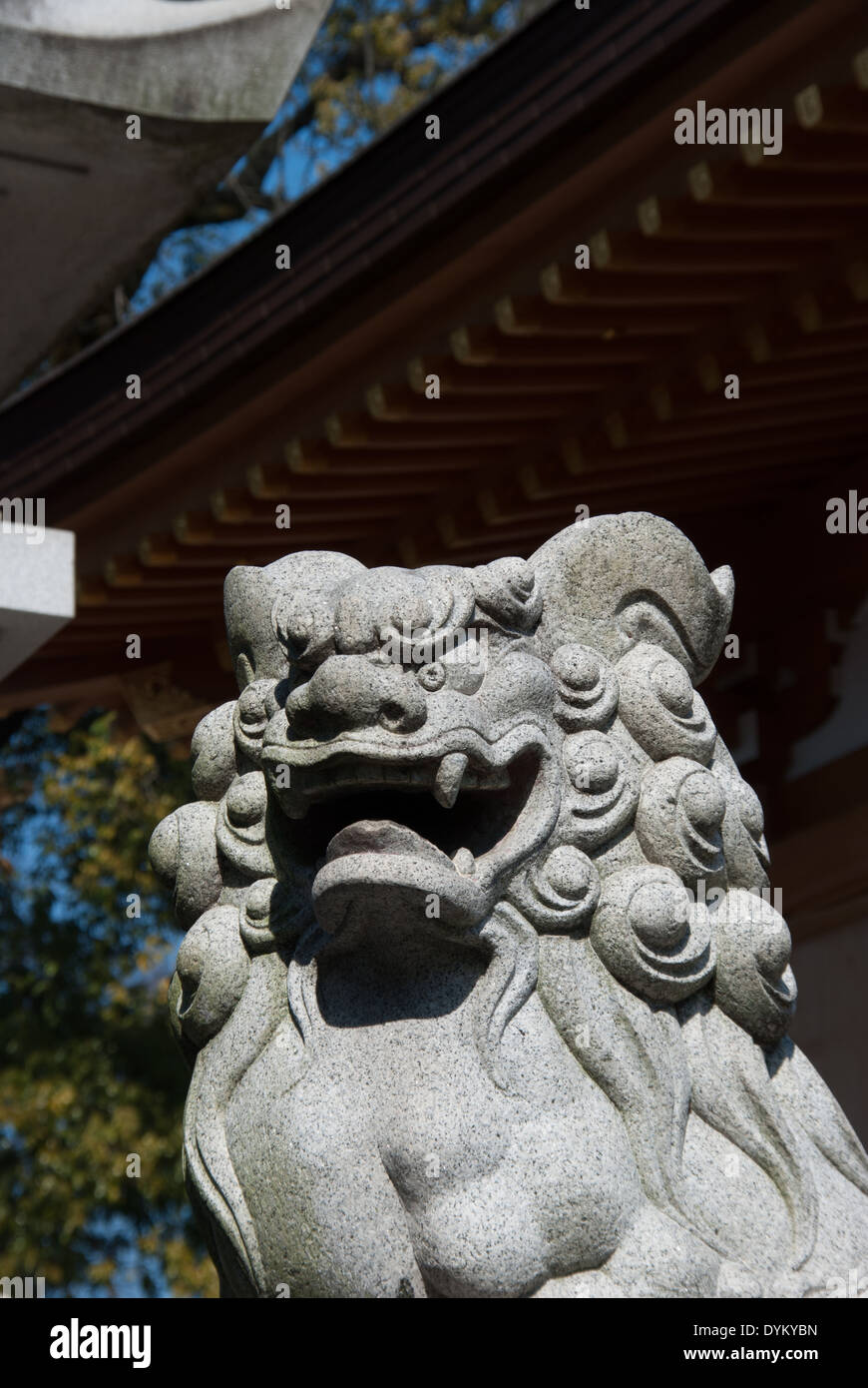 Komainu statue at a temple In Tokyo, Japan Stock Photo