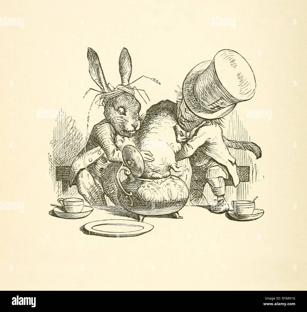 John Tenniel  (1820-1914) illustration from Lewis Carroll's 'Alice in Wonderland' published in 1865. Dormouse in teapot Stock Photo