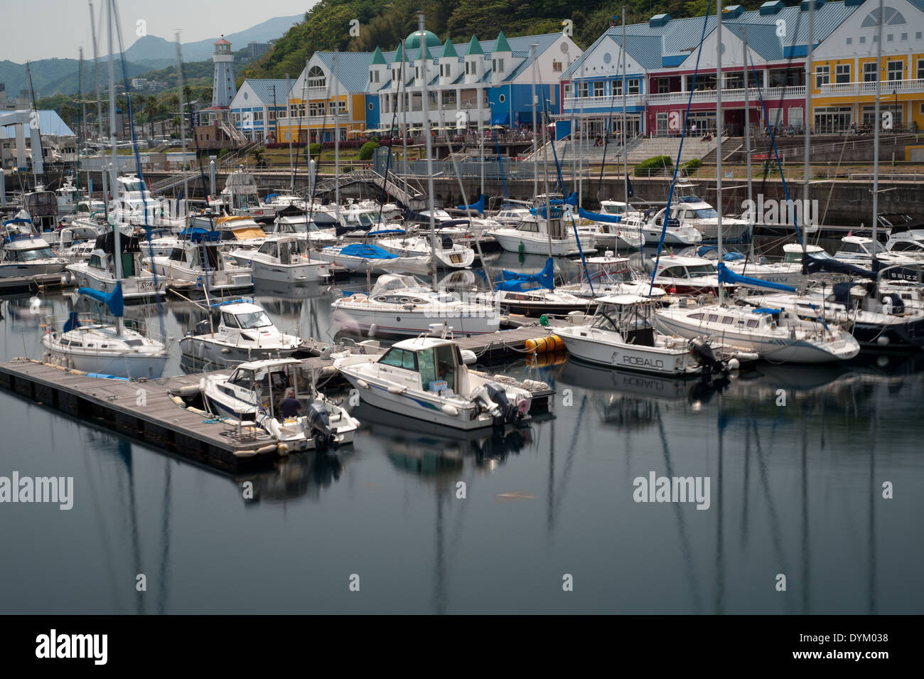 Boats at Atami harbor, Shizuoka Prefecture, Japan Stock Photo