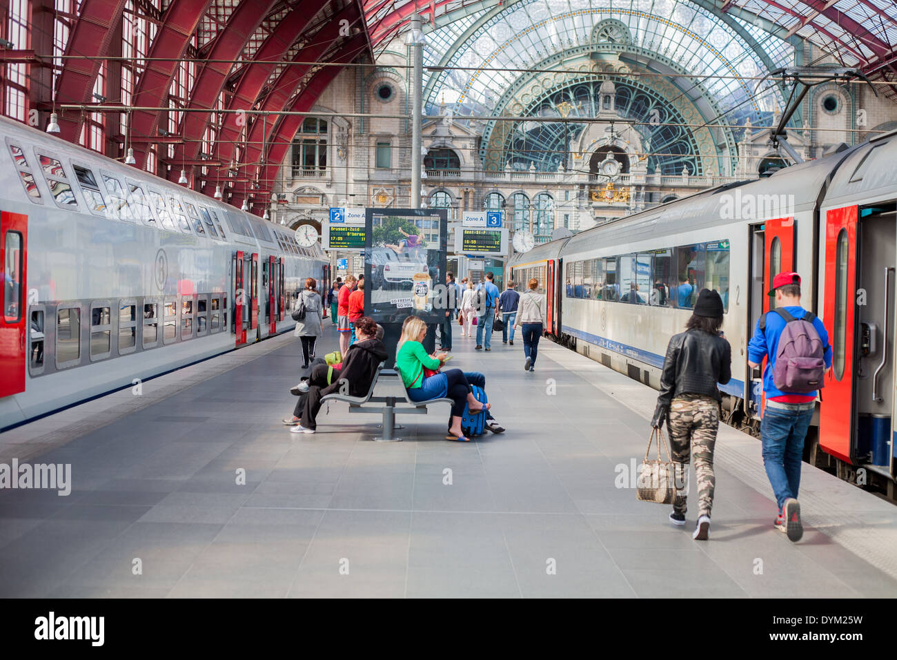 Antwerp Centrail Train Station Stock Photo