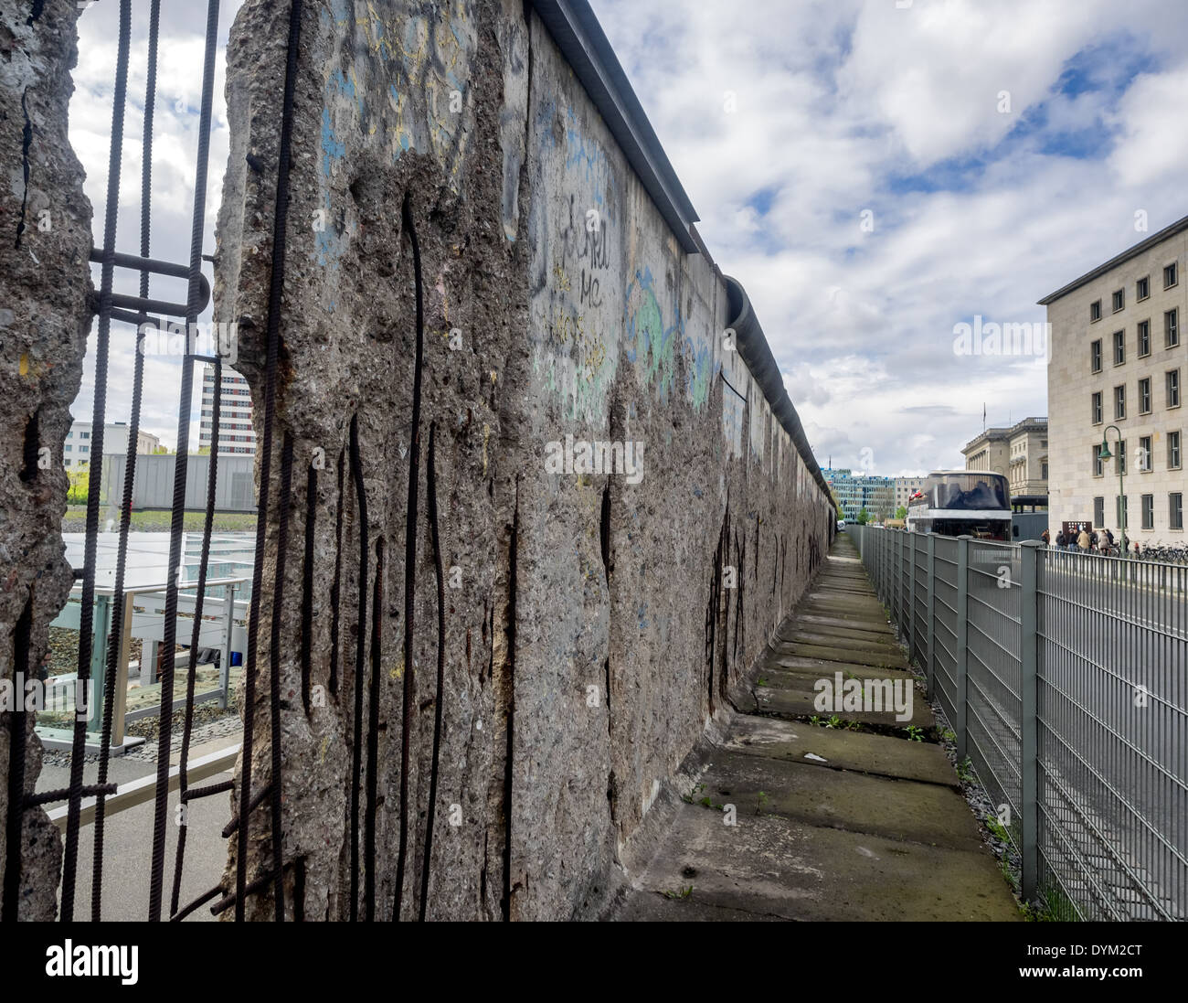 Remains of the Berlin Wall preserved along Bernauer Strasse Stock Photo