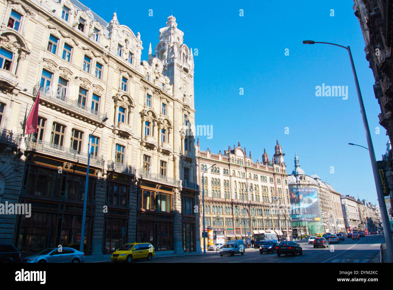 Ferenciek tere square, with Klotild and Brudern palaces, central Budapest, Hungary, Europe Stock Photo