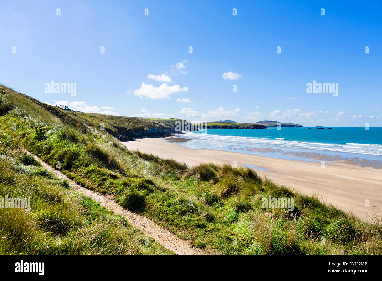 Pembrokeshire Coast Path alongside Whitesands Beach near St David's, Pembrokeshire, Wales, UK Stock Photo