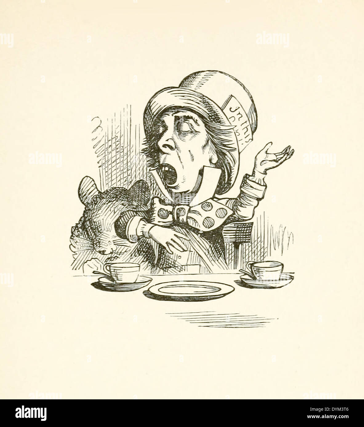 John Tenniel  (1820-1914) illustration from Lewis Carroll's 'Alice in Wonderland' published in 1865. Hatter and Dormouse Stock Photo