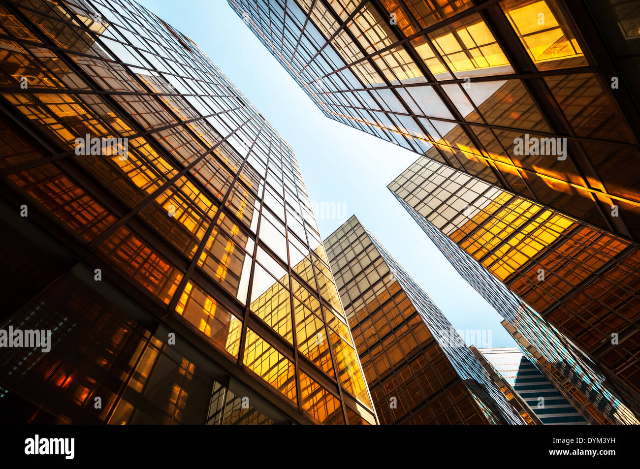Reflective office building exterior, Hong Kong Stock Photo