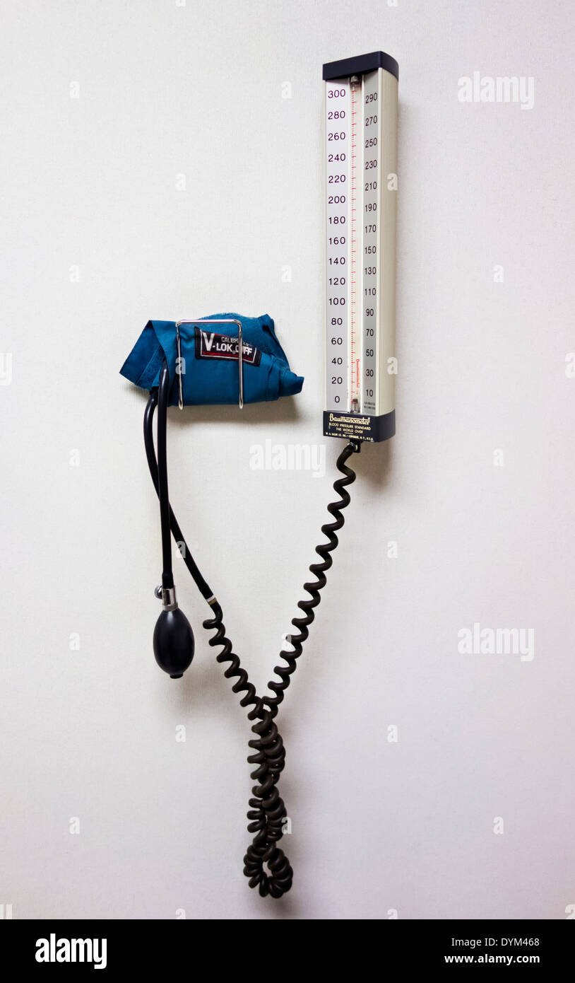 Manual equipment for measuring blood pressure on wall in medical doctor