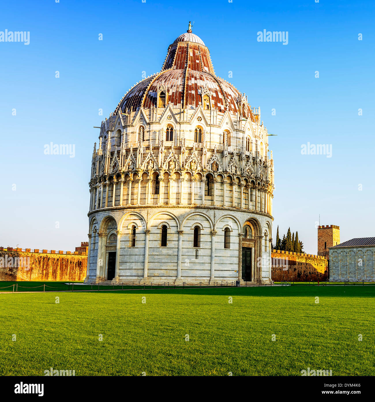 Famous Miraccoli place and his baptistry of Pisa, Tuscany, Italy Stock Photo