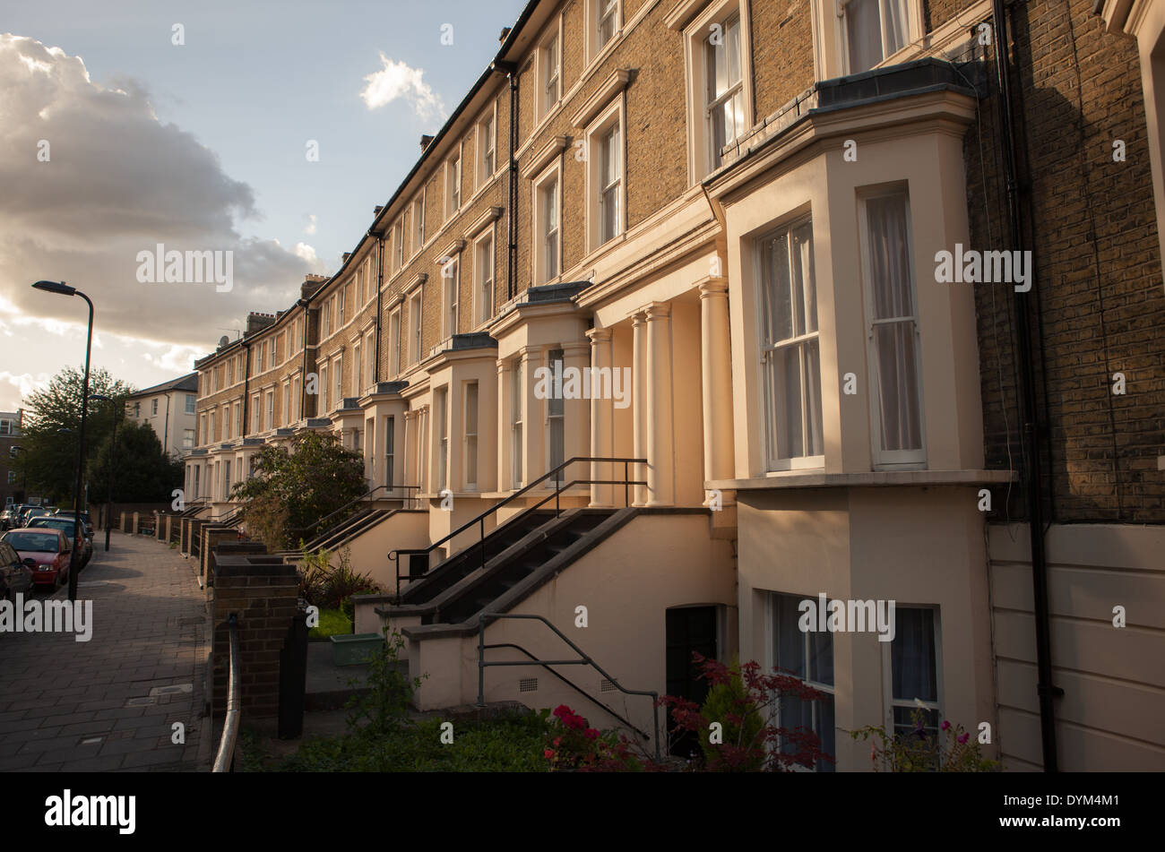 A row of typical Victorian Houses in East London Stock Photo