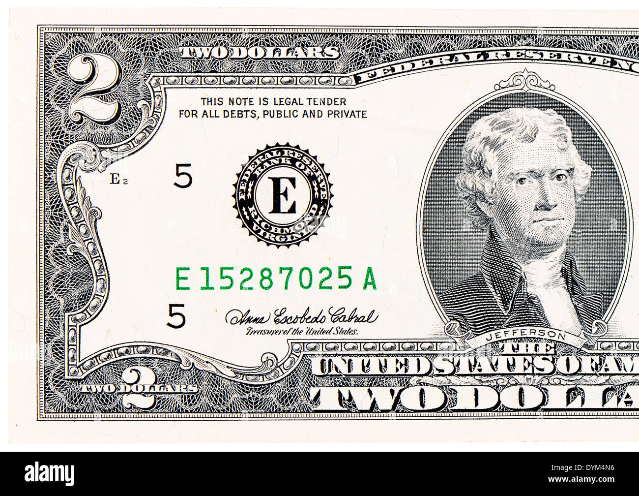 The two dollars isolated on white background Stock Photo - Alamy