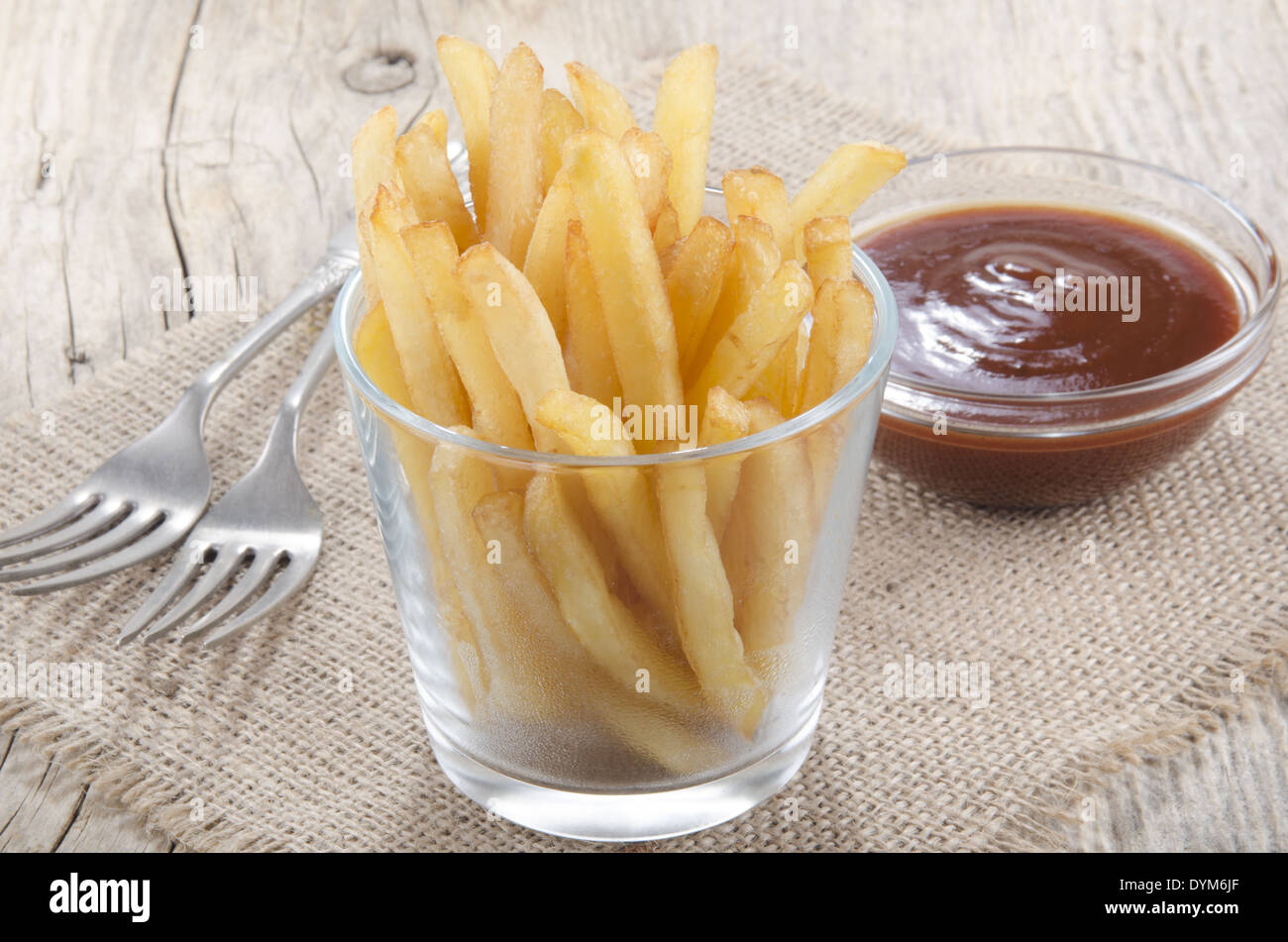 warm french fries and spicy tomato sauce Stock Photo Alamy