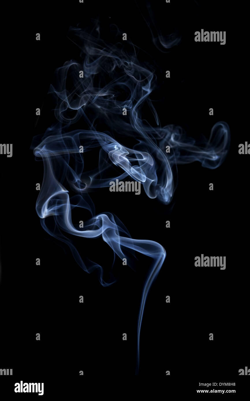 Blue smoke isolated on black background. Abstract background Stock ...