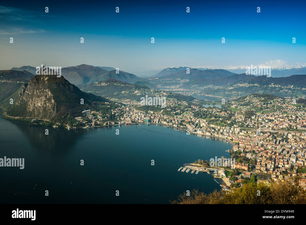 Panoramic view, Monte Brè, Lugano, Lake Lugano, Lago di Lugano, Canton Ticino, Switzerland Stock Photo
