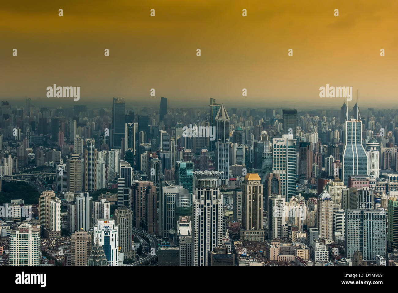 Skyscrapers, from Tsing Mao Tower, Shanghai, China Stock Photo