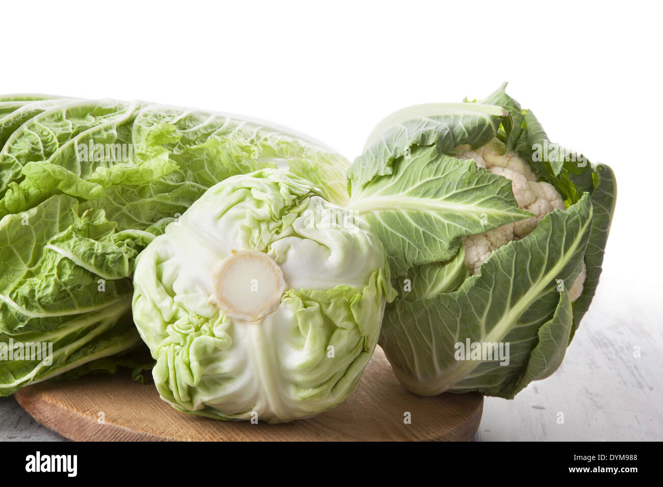 Various cabbages. Chinese cabbage, cabbage and cauliflower. Healthy