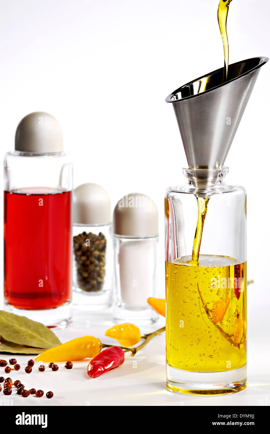 Vinegar, oil, spices Stock Photo Alamy
