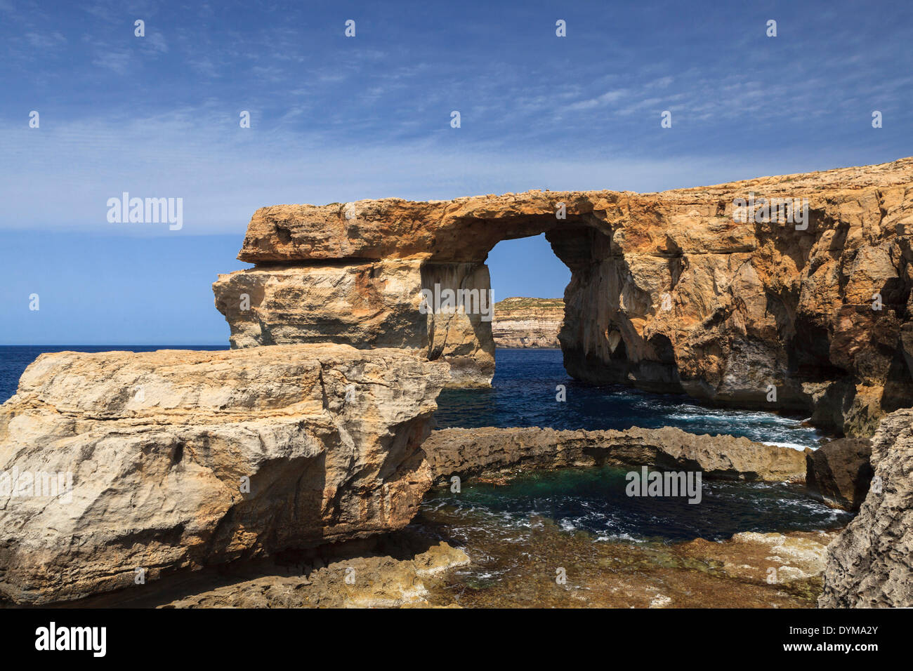 Azure Window in Dwejra Bay, Gozo, Malta Stock Photo