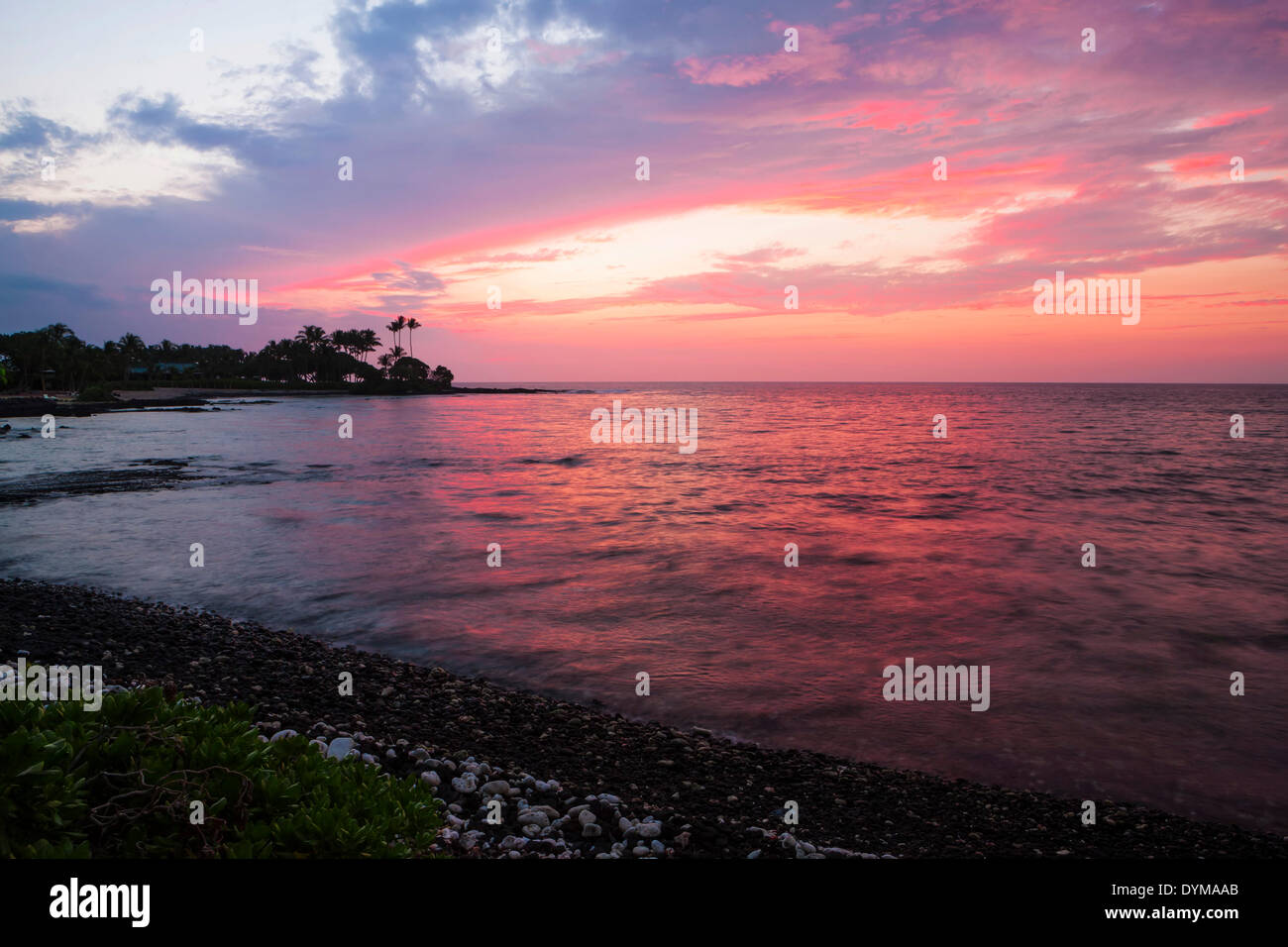 Sunset on the Kohala Coast, Big Island, Hawaii, USA Stock Photo