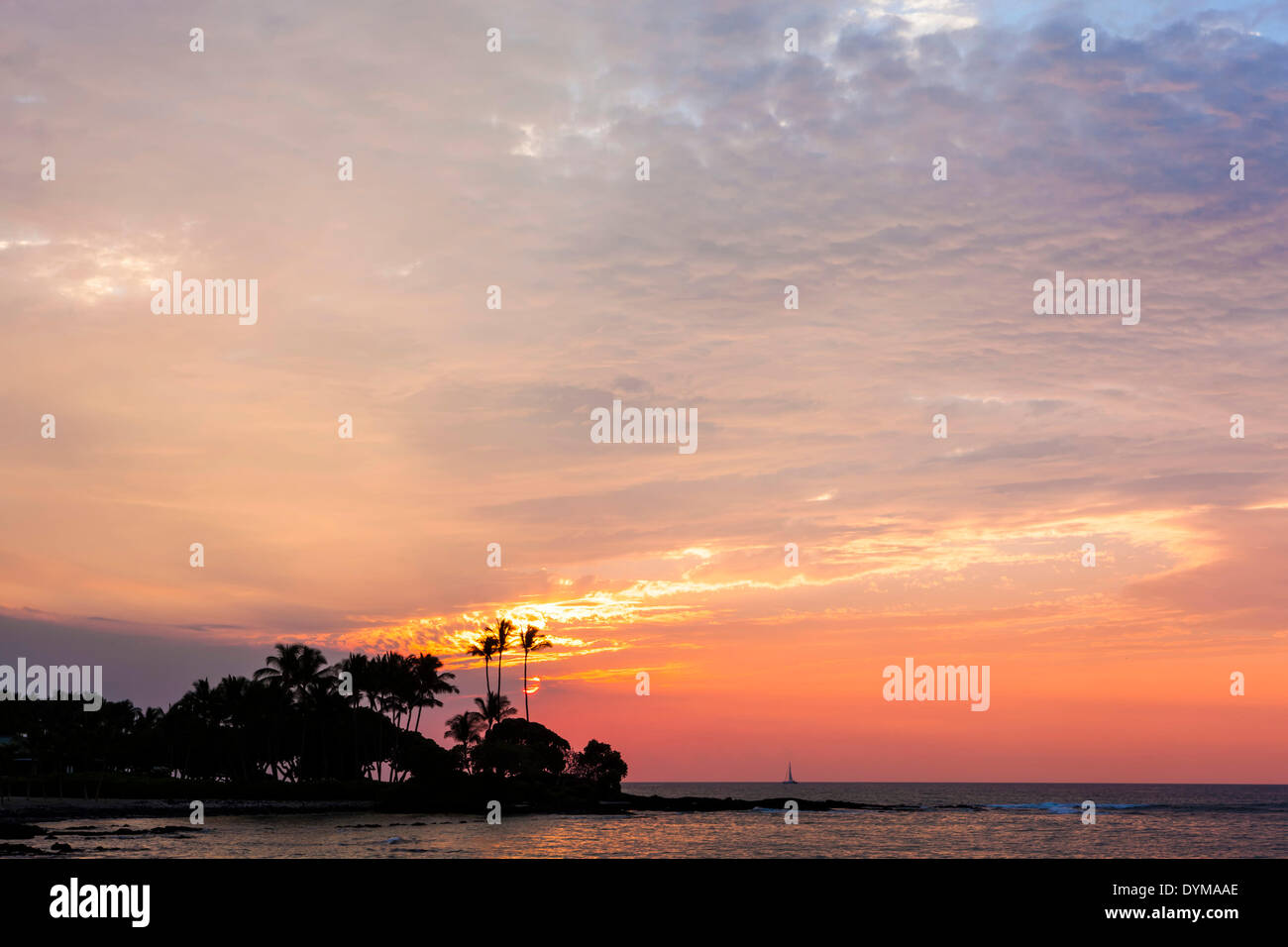 Sunset on the Kohala Coast, Big Island, Hawaii, USA Stock Photo