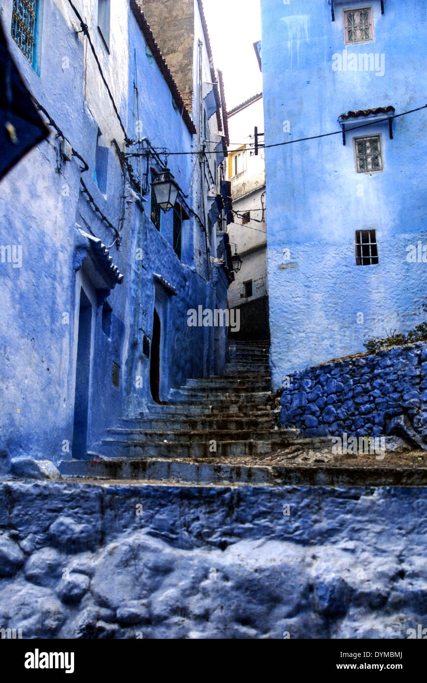 Morocco, Chefchaouen the blue and white houses in the narrow alleyways