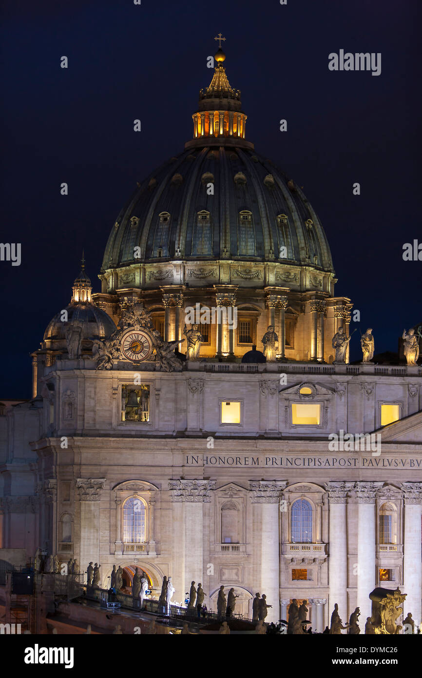 Italy Vatican City Rome St Peters Basilica  Night Stock Photo