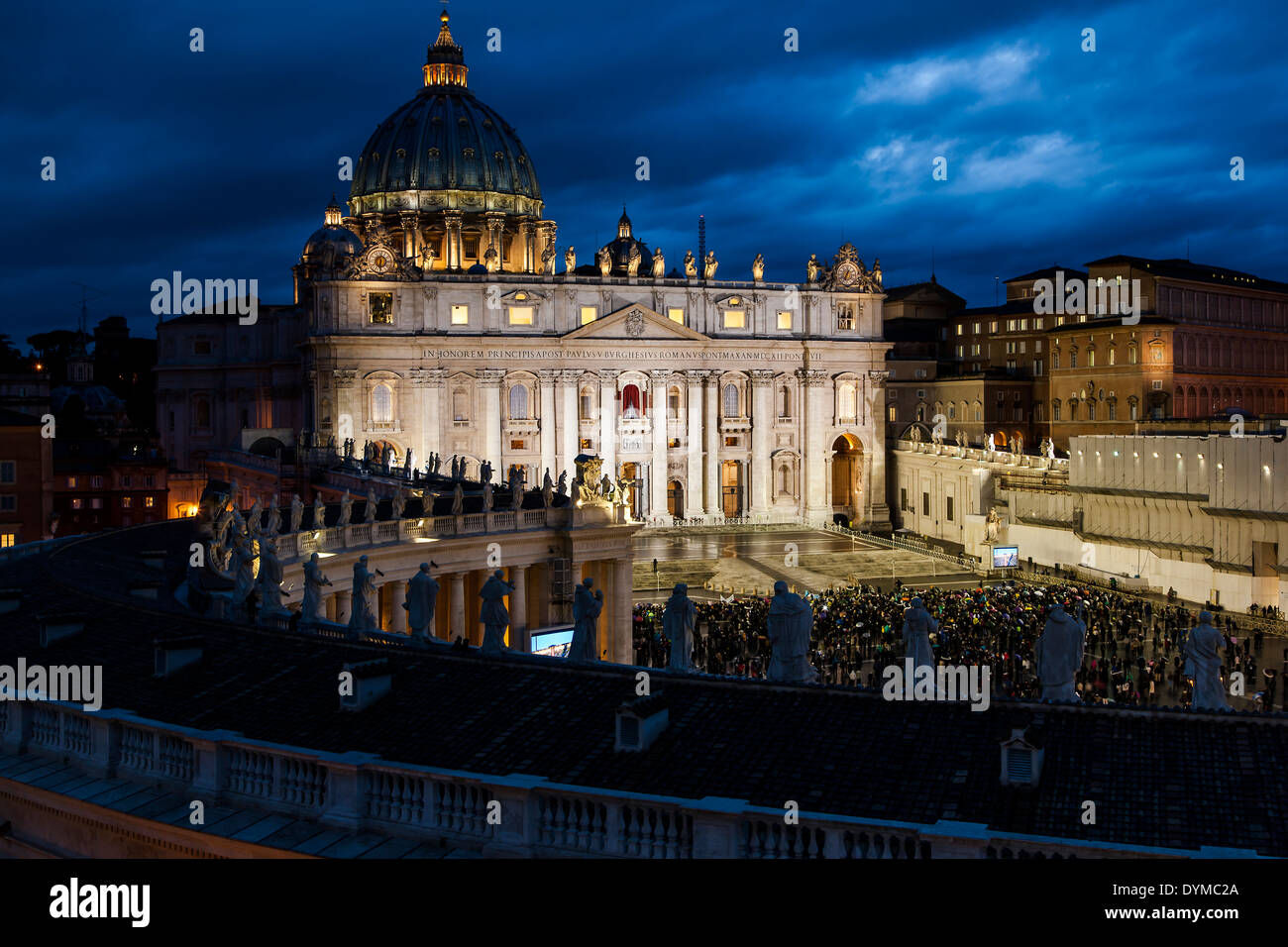 Italy Vatican City Rome St Peters Basilica  Night Stock Photo