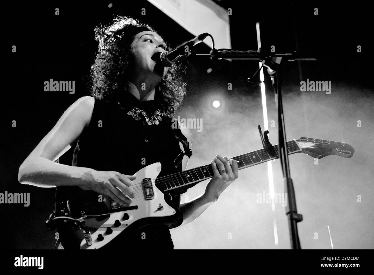 MADRID - JUNE 22: St. Vincent (American musician, singer-songwriter, and multi-instrumentalist), performs at Matadero de Madrid. Stock Photo