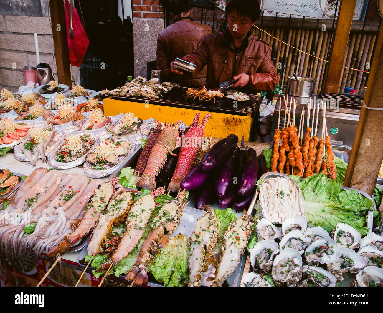 Xiamen Taiwan Snack street Seafood BBQ Stock Photo Alamy