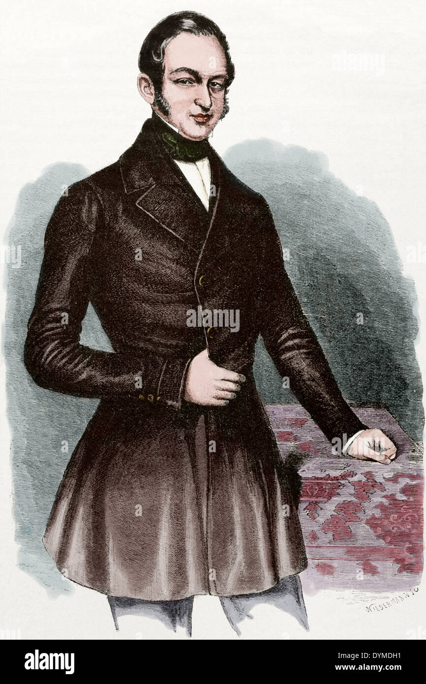 Adalbert von Ladenberg (1798-1855). Prussian political. Engraving. 19th century. Colored. Stock Photo