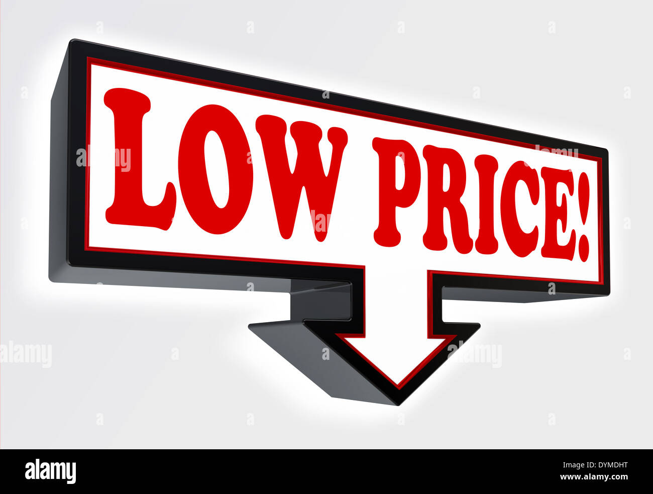 low price sign with arrow down red and black on white background ...