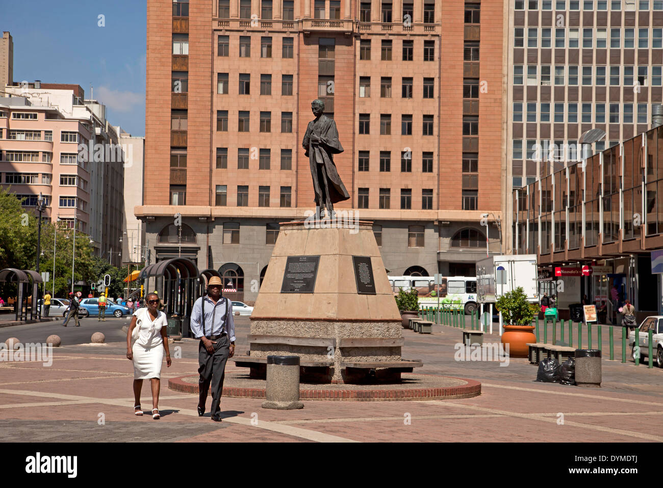 Ghandi statue on central Ghandi Square in Johannesburg, Gauteng, South Africa, Africa Stock Photo