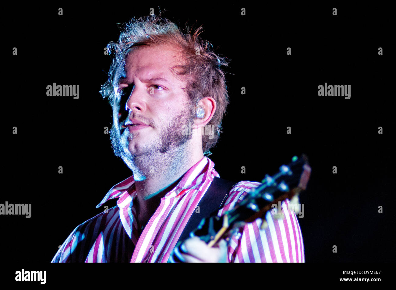 BARCELONA, SPAIN - JULY 27: Justin Vernon, singer of Bon Iver band, performs at Poble Espanyol on July 27, 2012 in Barcelona. Stock Photo