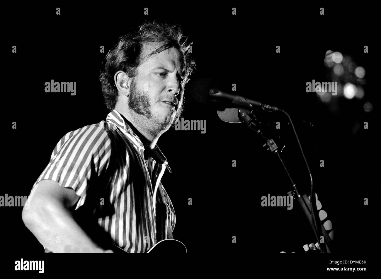 BARCELONA - JULY 27: Bon Iver (American indie folk band founded in 2007 by singer-songwriter Justin Vernon) performs at Poble Es Stock Photo
