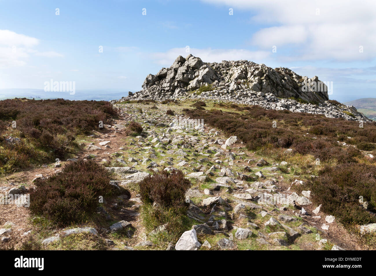 The Stiperstones in Shropshire, which forms a rocky spine along a ridge and is very popular with walkers Stock Photo