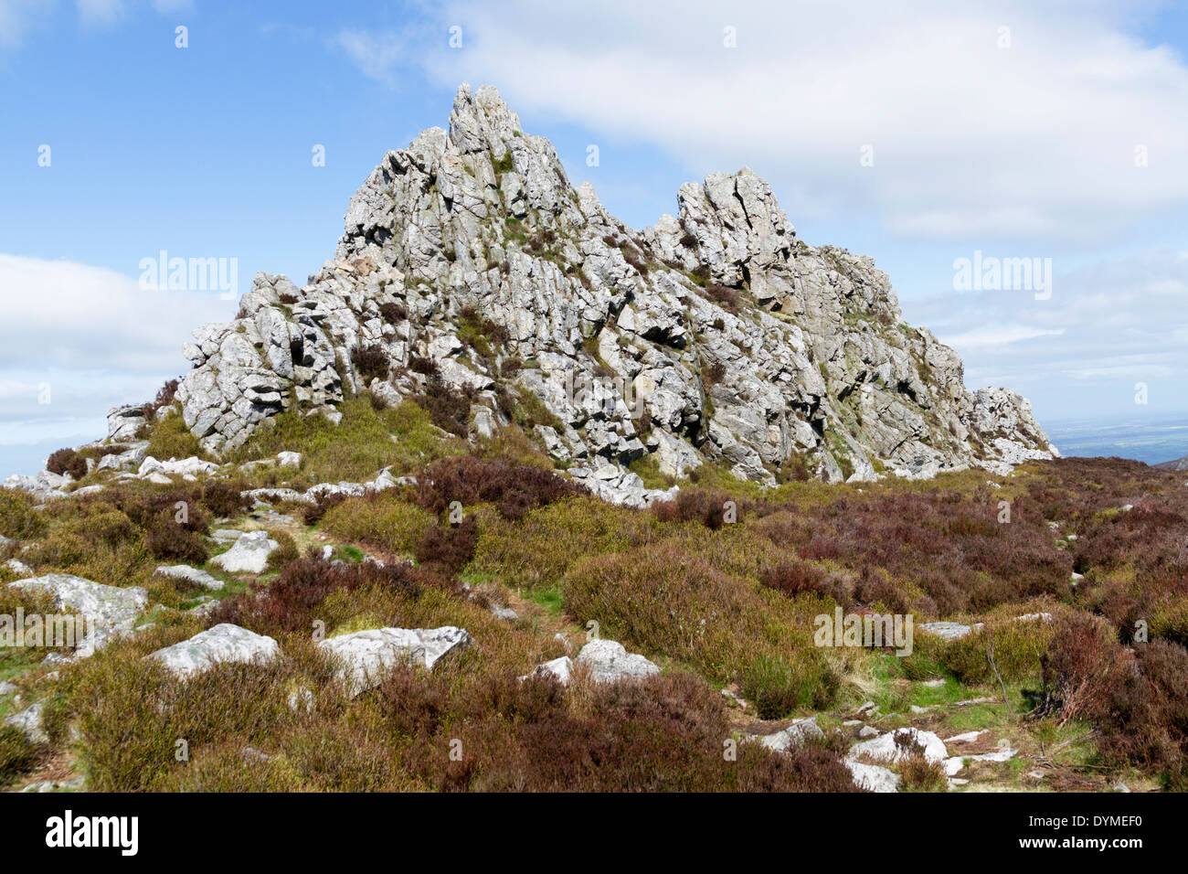 The Stiperstones in Shropshire, which forms a rocky spine along a ridge and is very popular with walkers Stock Photo