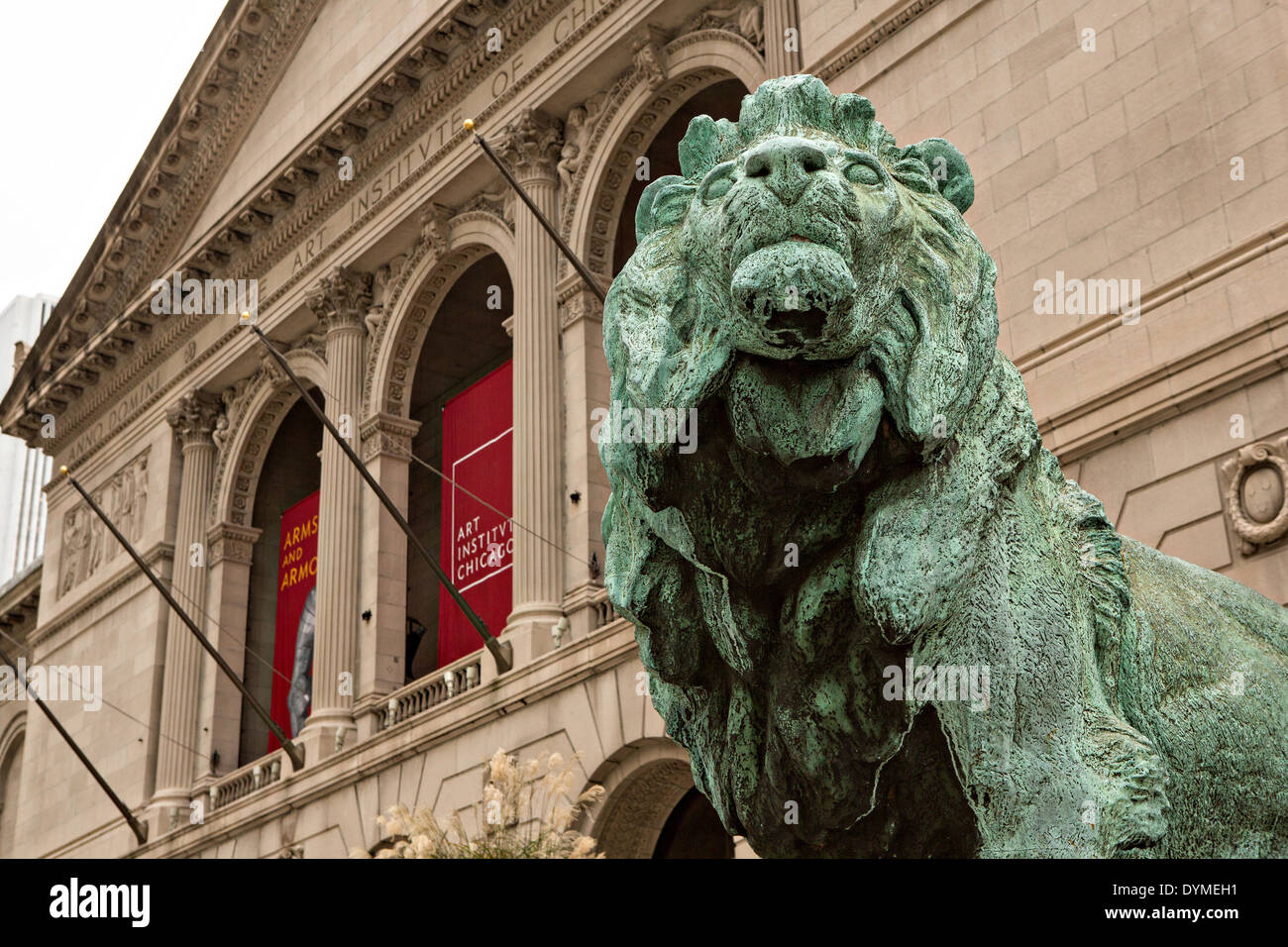Chicago Art Institute Lions High Resolution Stock Photography and