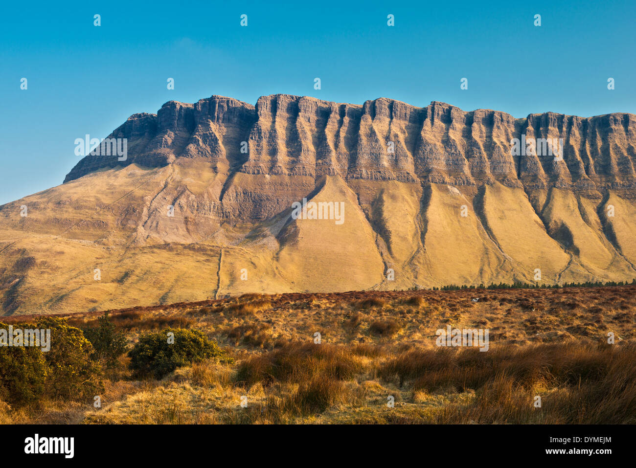 Part of the northern face of Benbulben, County Sligo, Ireland, one of Ireland's most iconic natural features Stock Photo