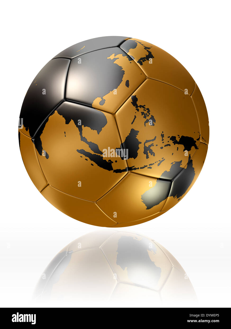 gold soccer ball globe world map australia asia. clipping path included ...
