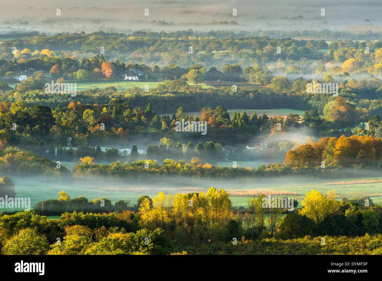 View of Surrey Hills from Colley Hill, Reigate, Surrey, UK Stock Photo
