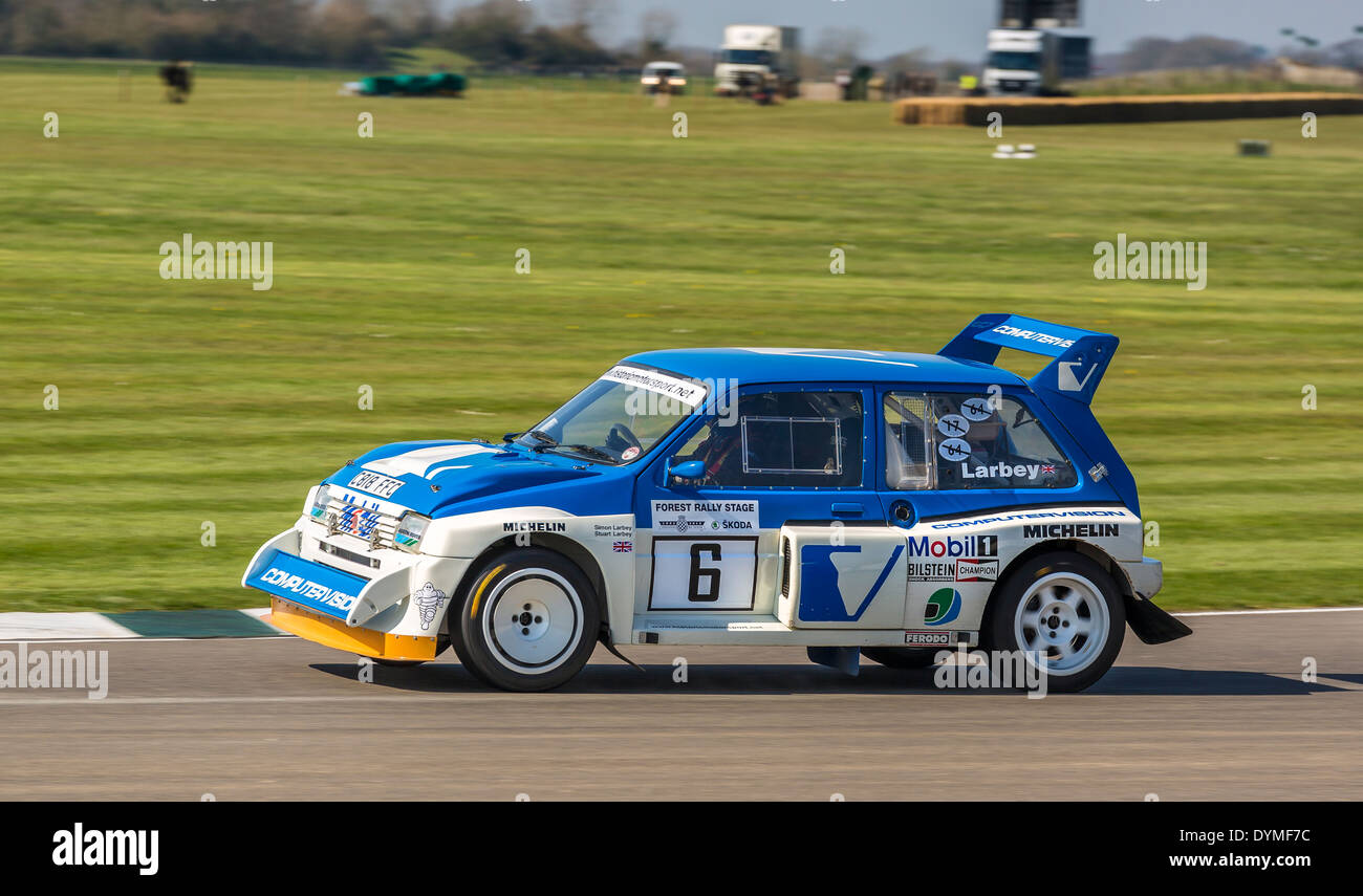 1986 Metro MG 6R4 Group B car with driver Stuart Larby. 72nd Goodwood Members meeting, Sussex, UK. Stock Photo
