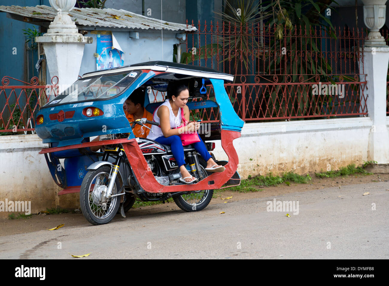 Typical Tricycle in Puerto Princesa, Palawan, Philippines Stock Photo