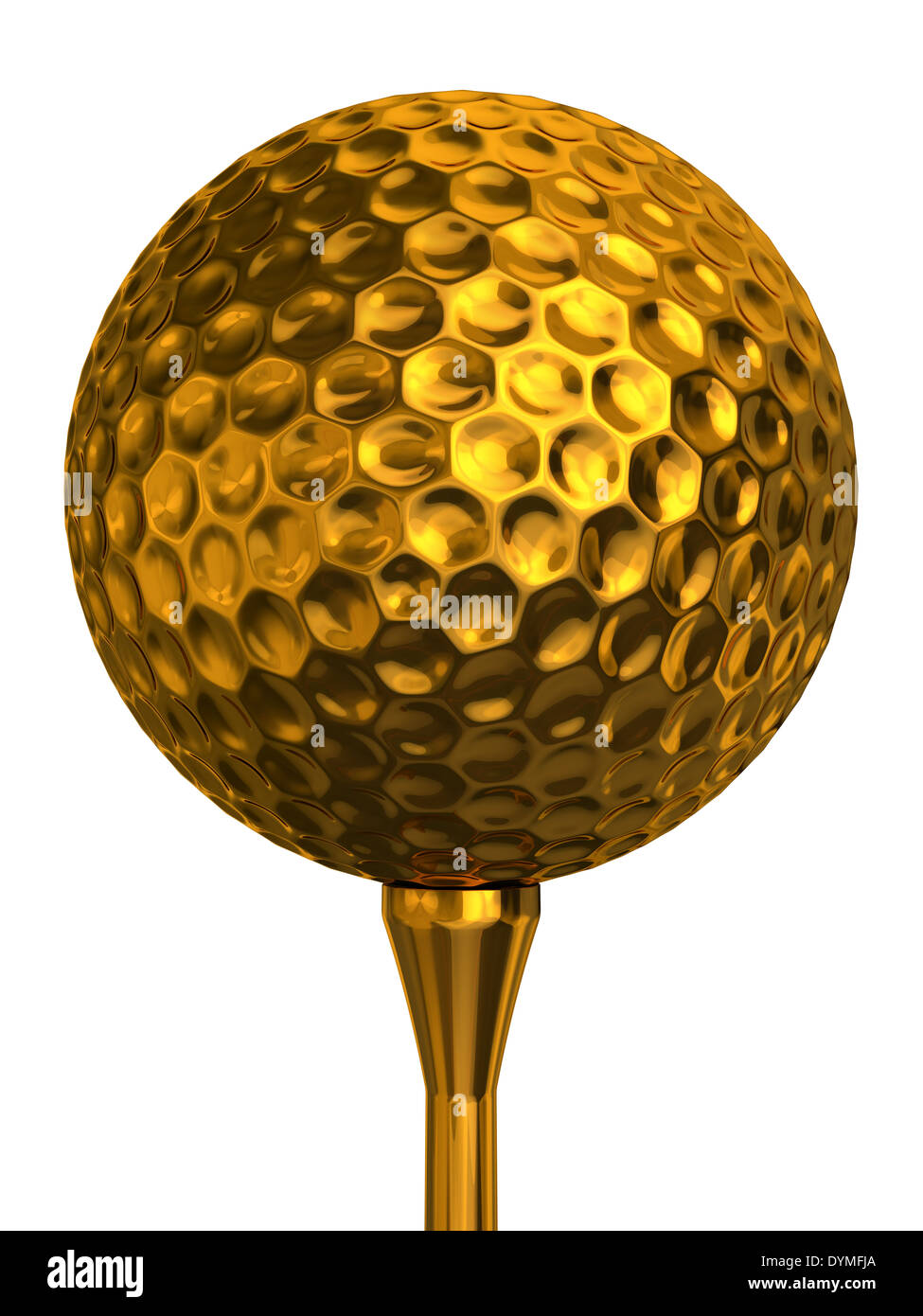 golf ball gold on golden tee isolated on white background. clipping