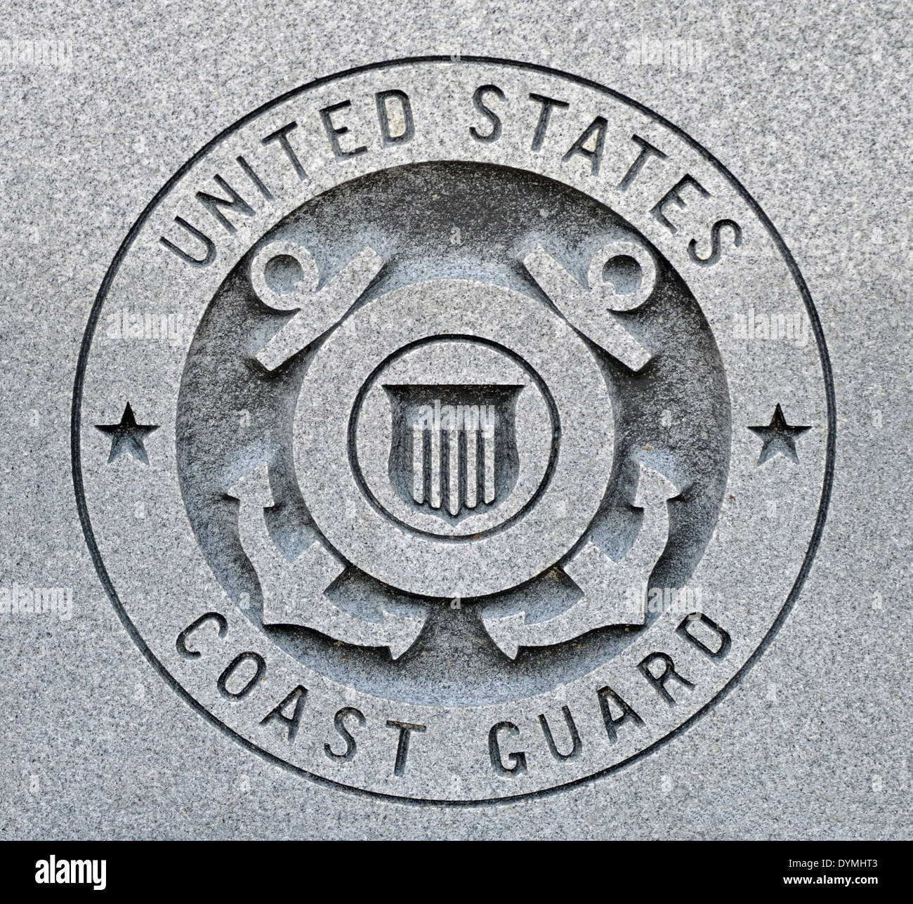 The seal of the United States Coast Guard engraved into granite Stock Photo