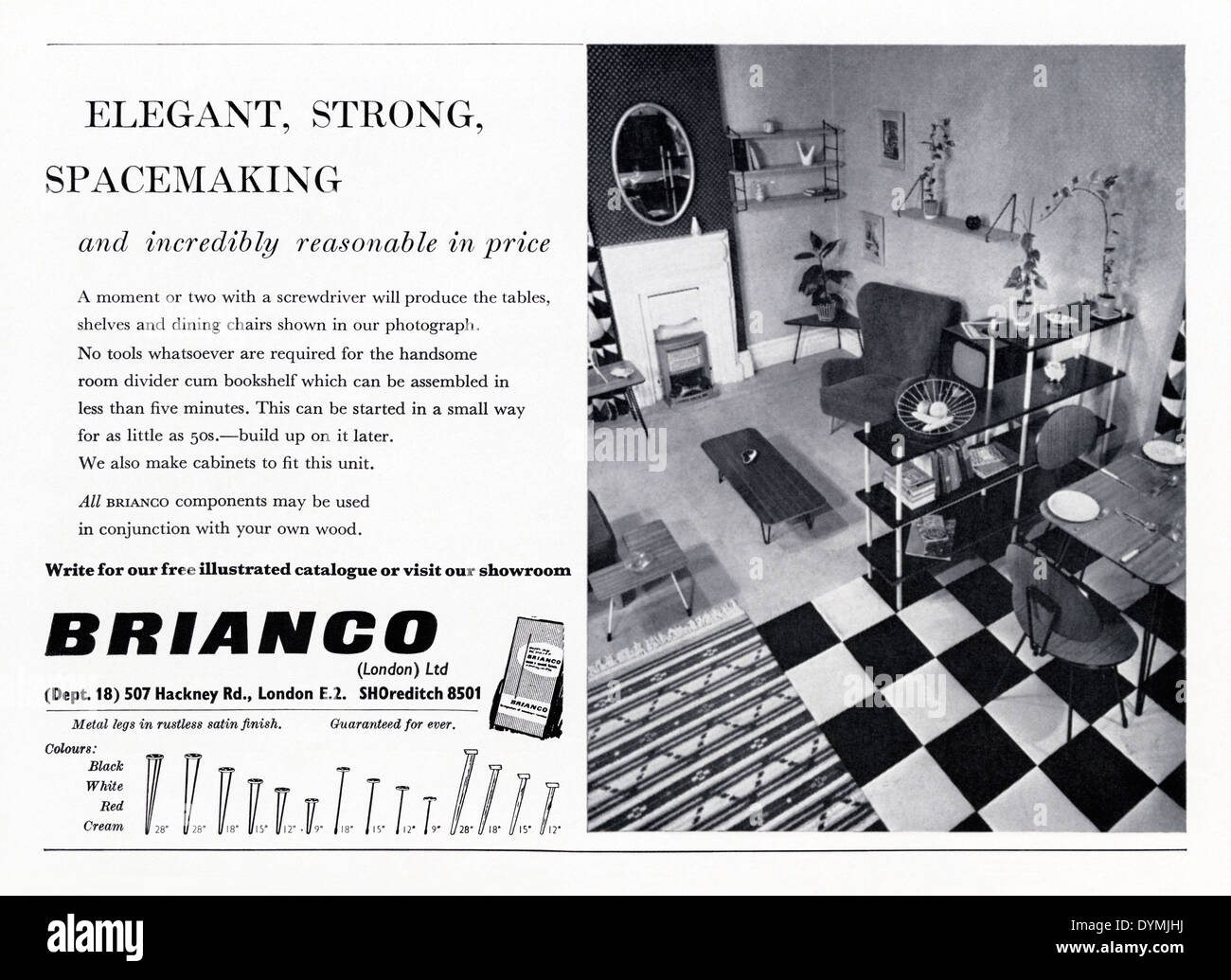Old Advert For Brianco Furniture An Early Version Of Ikea Flat Pack Type Furniture The Advert Appeared In A Magazine In 1956 Stock Photo Alamy